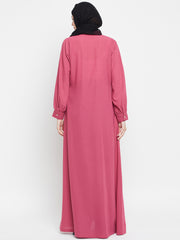 Front Open Abaya Burqa with Black Hijab