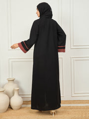 Front Open Burqa Abaya for Women with Black Georgette Hijab