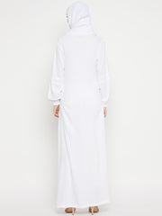 Rayon White Abaya for Umrah/Hajj with Black Hijab