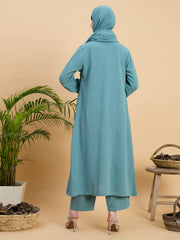 Front Open Modest Co-ord Set with Matching Hijab