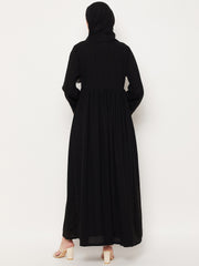 Embroidery Abaya with Black Georgette Hijab