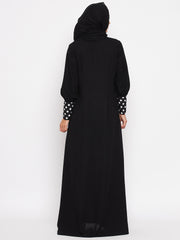 Black Front Open Abaya with Black Georgette Hijab