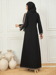 Black Aline Abaya/Burqa with Black Georgette Hijab