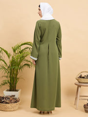 Modest Lace Abaya Burqa with White Georgette Hijab