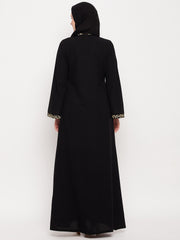 Women Embroidery Design Abaya for Women with Black Georgette Hijab