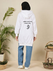 Wow Modest Winter Wear – White Fleece Hoodie for Women