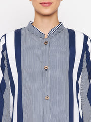 Front Open Stripe Abaya for Women with Black Georgette Scarf