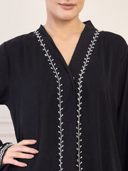 Black Handwork Luxury Abaya with Black Hijab