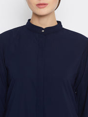 Front Open Blue Abaya Burqa With Black Hijab