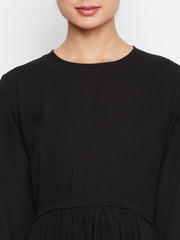 Black Embroidery Work Abaya for Women with Black Georgette Scarf