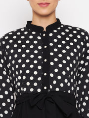 Polka Printed Abaya for Women with Black Georgette Hijab