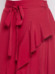 Red Skirt With Attached Trouser