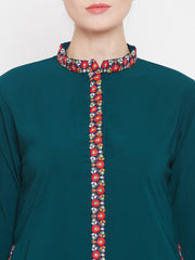 Nabia Chikan Hand Embroidery Abaya for Women with Black Georgette Scarf