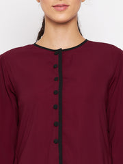 Maroon Color Abaya for women with Black Georgette Scarf