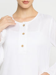Umrah/Hajj Rayon White Abaya with Black Georgette Scarf