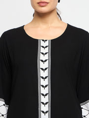 Kefiyyeh Embroidery Abaya with Black Hijab for Women