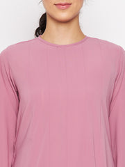 Pink Abaya for Women with Black Georgette Hijab