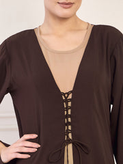 Shrug Abaya with White Georgette Hijab