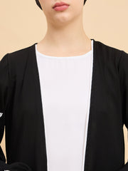 2 Piece Modest Luxury Abaya with White Georgette Hijab
