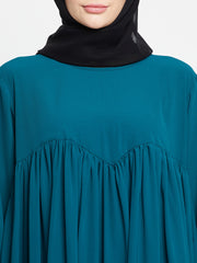 A-Line Abaya Dress for Women with Black Georgette Hijab