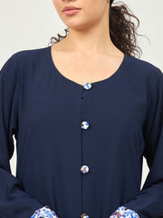 Front Open Abaya/Burqa with White Georgette Hijab