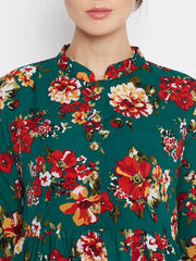 Printed Crepe Abaya Dress with Black Georgette Hijab