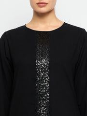 Black Embroidery Abaya with Black Georgette Hijab