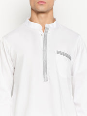 White Solid Men's Kurta Pajama Set