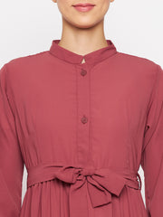 Women Rust Abaya with Black Georgette Hijab