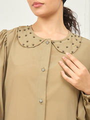 Front Open Burqa Abaya with black Georgette Hijab