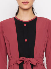 Rust & Black Abaya for Women with Black Georgette Scarf