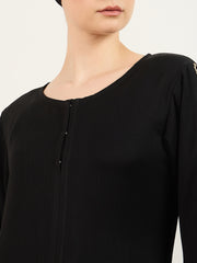 Embroidered Abaya/Burqa Black with Matching Georgette Hijab