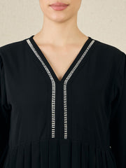 Embroidered Black Abaya Burqa with Black Hijab