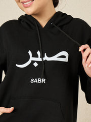 Sabr Modest Black Fleece Winter Hoodie