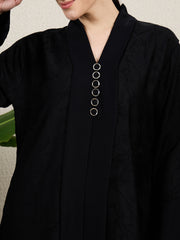 Black Abaya Button Detailing Burqa with black Scarf