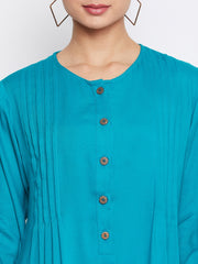 Sky Blue Rayon Tunic for Women with Black Georgette Stole