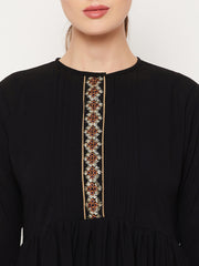 Embroidery Abaya with Black Georgette Hijab