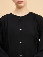 Modest Front Open Abaya Burqa with Black Georgette Hijab