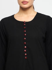 Embroidery Black Abaya for Women with Black Georgette Scarf