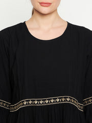 Embroidery Black Abaya for Women with Black Georgette Hijab