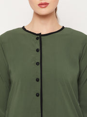 Jade Green Abaya for women with Black Georgette Scarf