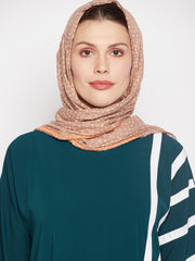 Aline Bottle Green Abaya for Women with Black Georgette Hijab