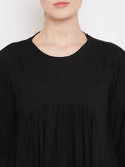 Black Abaya with Chikan hand Embroidery with Black Georgette Scarf