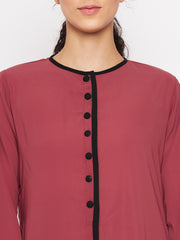 Rust Color Abaya for women with Black Georgette Scarf