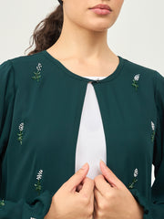 2 Piece Handwork Abaya with White Georgette Hijab