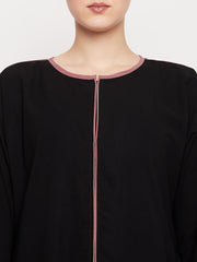 Black A-Line Abaya for Women with Black Georgette Hijab