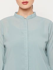 Front Open Sea Green Abaya Burqa With Black Hijab