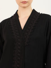 Black Lace Abaya/Burqa with Matching Georgette Hijab