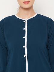 Teal Abaya for women with Black Georgette Scarf