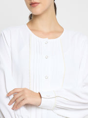 Embroidered White Abaya for Umrah/Hajj with Black Hijab